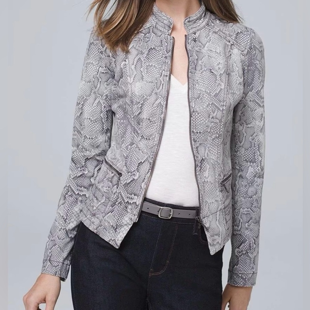 NWT White House black market snake skin moto jacket - Size 4